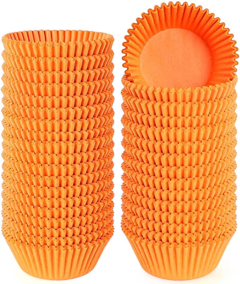 Caperci Standard Orange Cupcake Muffin Liners 500-Count, No Smell, Food Grade & Grease-Proof Paper Baking Cups (Orange) - Image 1