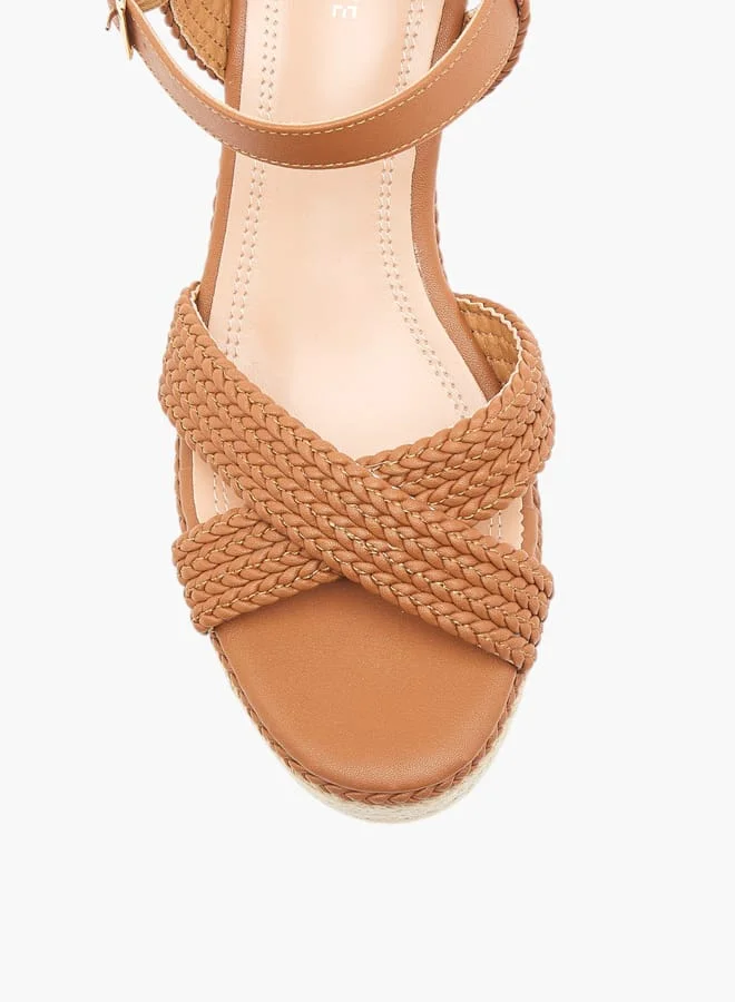 Celeste Women's Cross Strap Sandals with Buckle Closure and Wedge Heels