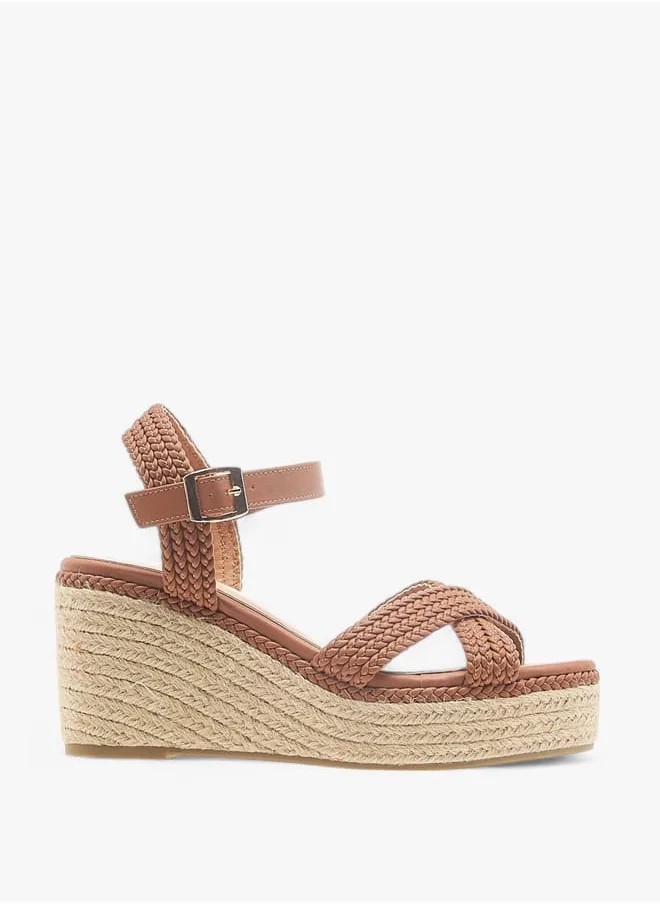 Celeste Women's Cross Strap Sandals with Buckle Closure and Wedge Heels