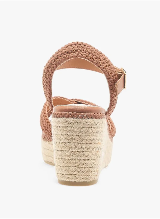Celeste Women's Cross Strap Sandals with Buckle Closure and Wedge Heels