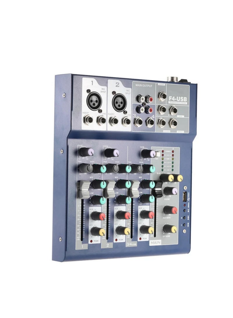 مزج صوتي رباعي القنوات - معالج صوتي احترافي للتأثيرات الصوتية - وحدة مزج احترافية بأداء يو إس بي للكاريوكي والمزج المباشر - Image 1