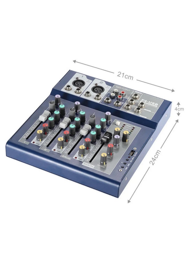 مزج صوتي رباعي القنوات - معالج صوتي احترافي للتأثيرات الصوتية - وحدة مزج احترافية بأداء يو إس بي للكاريوكي والمزج المباشر - Image 2