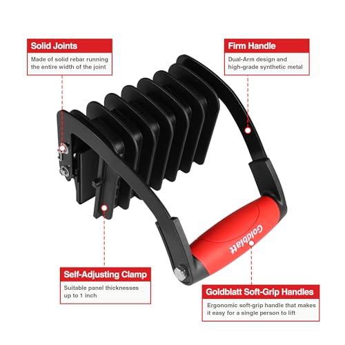 Goldblatt أداة نقل الألواح من جولدبلات، أداة رفع الخشب، أداة حمل الجدران الجافة - أداة نقل الخشب للألواح، لوح الأسمنت الصناعي - سمك التثبيت يصل إلى 1 بوصة - Image 2