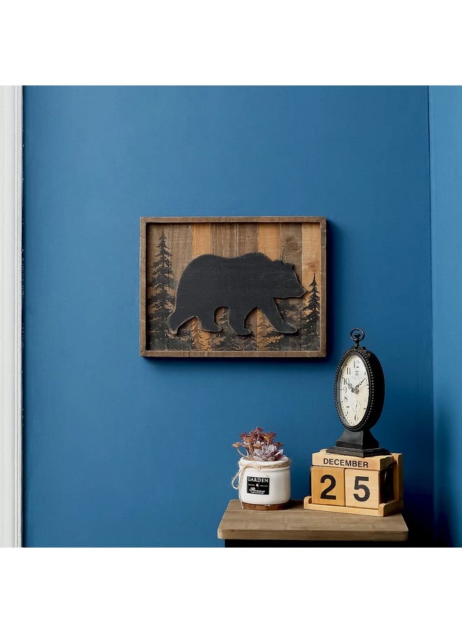 NIKKY HOME Cabin Wall Decor, 3D Bear Wood Forest Mountain Woodland Wildlife Lodge Animal Picture Art Bathroom Decor, 16 X 12 Inches  - Image 3