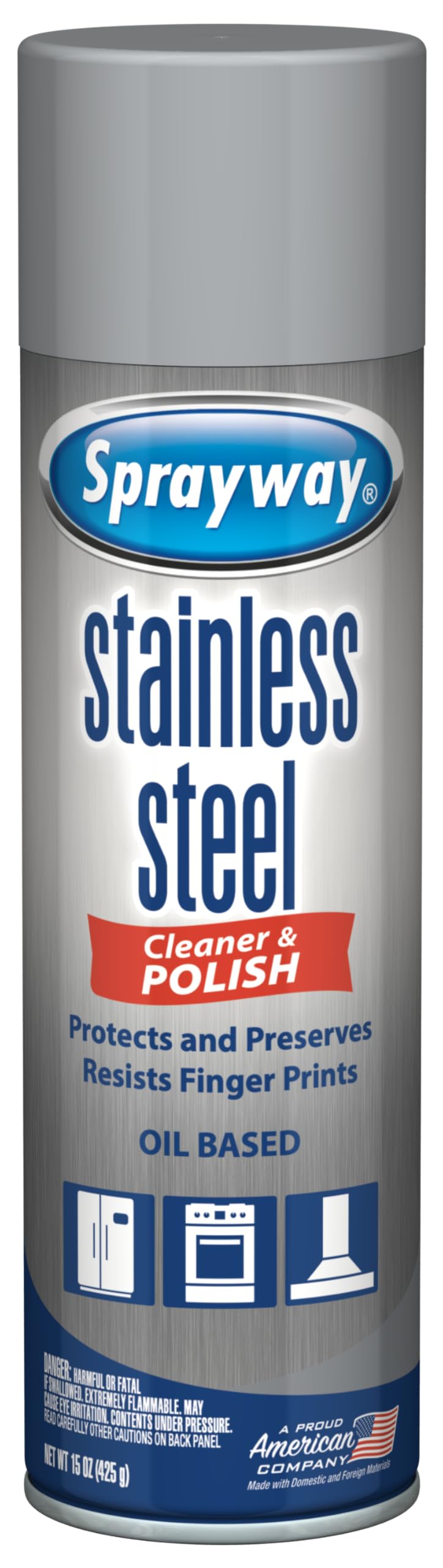 Sprayway SW841 Oil-based Stainless Steel Cleaner and Polish, Protects and Preserves, Resists Streaks and Finger prints, 15 Oz. - Image 1