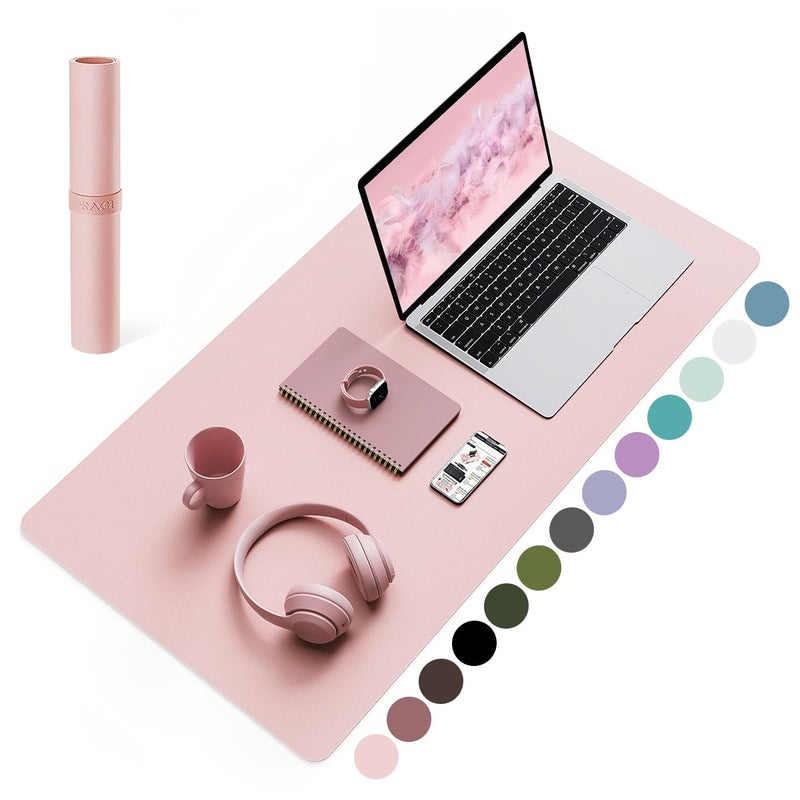 YSAGi NonSlip Leather Desk Pad Blotter Waterproof Laptop Computer Desk Keyboard Mat Table Protector Mat Large Mouse Pad for OfficeWorkHomeDecorPink 315 x 157