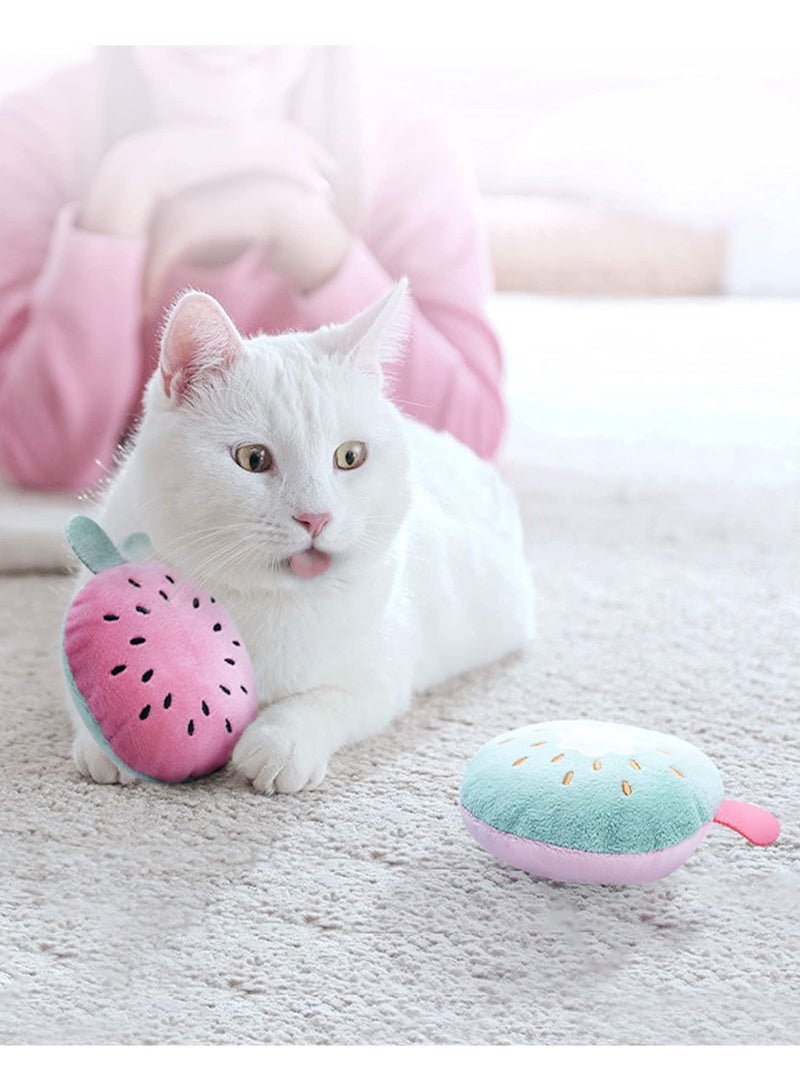 الأزرق جي دبليو Cat Catnip Toys, 6 Pcs Pillows Crinkle Rattle Sound, Toys for Indoor Cats Interactive with Cute Fruits Set, Assorted Kitty Teething Chew Toy Plush Gift - Image 2