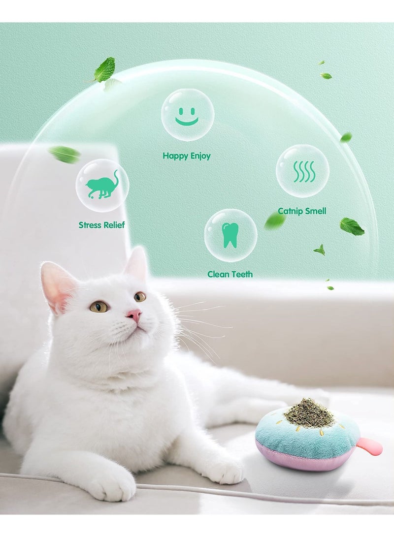 الأزرق جي دبليو Cat Catnip Toys, 6 Pcs Pillows Crinkle Rattle Sound, Toys for Indoor Cats Interactive with Cute Fruits Set, Assorted Kitty Teething Chew Toy Plush Gift - Image 3