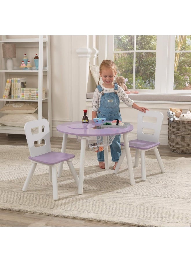 KidKraft KidKraft Round Storage Table & 2 Chair Set - Lavender, Gift for Ages 3-6  - Image 2