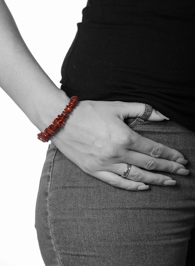 AMBERAGE Natural Baltic Amber Bracelet for Adults (Women/Men) - Hand made From Polished/Certified Baltic Amber Beads(4 Colors) (COGNAC) - Image 3