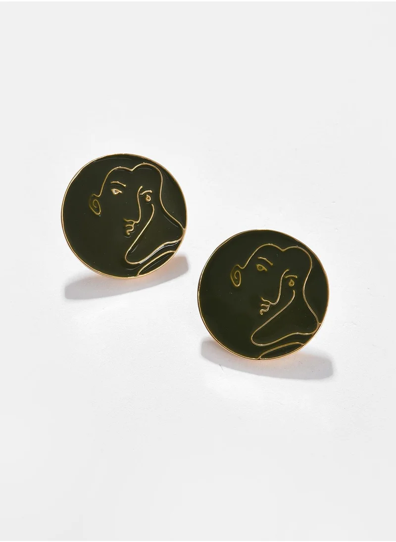 سوهي Green Contemporary Stud Earrings