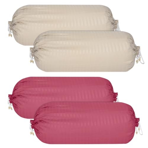 Kuber Industries Leaf Design Premium Cotton Bolster Covers, 16 x 30 inch, Set of 2 (Cream), Standard (HS_37_KUBMART019994) - Image 1