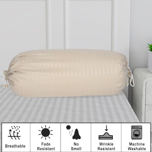 Kuber Industries Leaf Design Premium Cotton Bolster Covers, 16 x 30 inch, Set of 2 (Cream), Standard (HS_37_KUBMART019994) - Image 4