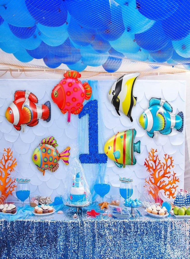 DYT 12PCS Fish Foil Balloons: 4 Big Sea Animal Creature + 8 Small Fish Mylar, Reusable, Under The Sea, Ocean Themed Party Decoration - Image 5