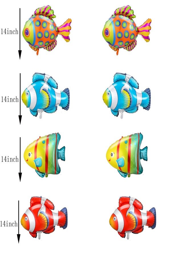 DYT 12PCS Fish Foil Balloons: 4 Big Sea Animal Creature + 8 Small Fish Mylar, Reusable, Under The Sea, Ocean Themed Party Decoration - Image 2