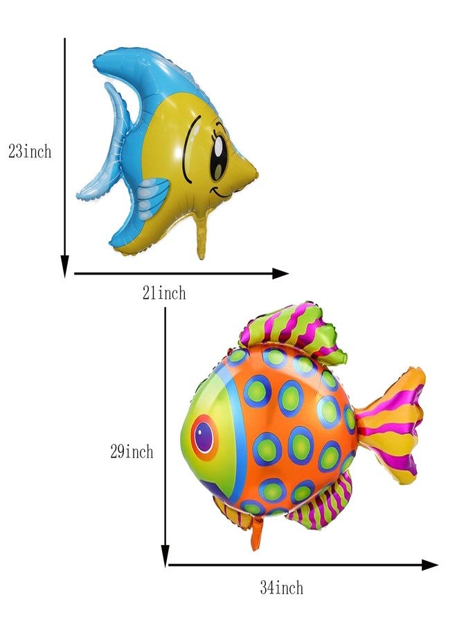 DYT 12PCS Fish Foil Balloons: 4 Big Sea Animal Creature + 8 Small Fish Mylar, Reusable, Under The Sea, Ocean Themed Party Decoration - Image 3