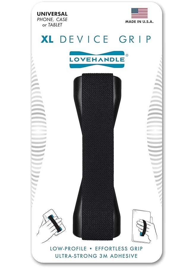 erorex - Lovehandle Tablet Xl Grip For Most Tablets And Large Smartphones Black Elastic Strap Finger Grip With Black Base Lht 01 Black - Image 1