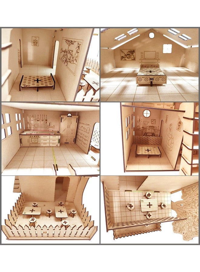 StepsToDo Big Size Doll House and Furniture Making Kit. Painting Kit. 18 Inch Height and 18 Inch Width. Premium Pine Wood 3D Puzzle. No Hammer, Glue Required. - Image 5