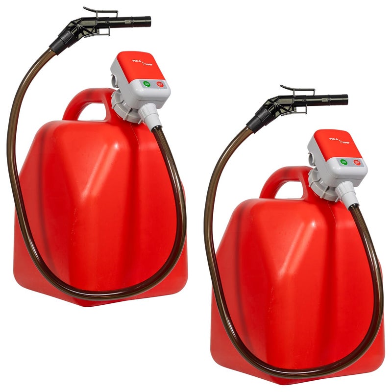 2PK of TERA PUMP 5th Gen TRFA01 Fuel Transfer Pump with AutoStop for Overfill Protection 27 GPM Includes a Universal Threaded Adapter Long Hose Nozzle Clip for E15 E85 Gas Diesel More