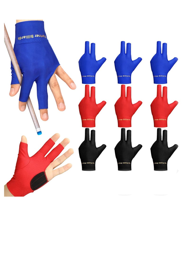 SYOSI Breathable and Comfortable Billiard Pool Gloves Fits on Left Hand Glove Elastic Shooters Snooker Cue Sports Show Pool Gloves  for Snooker Cue Sport for Women and Men 9Pcs - Image 1