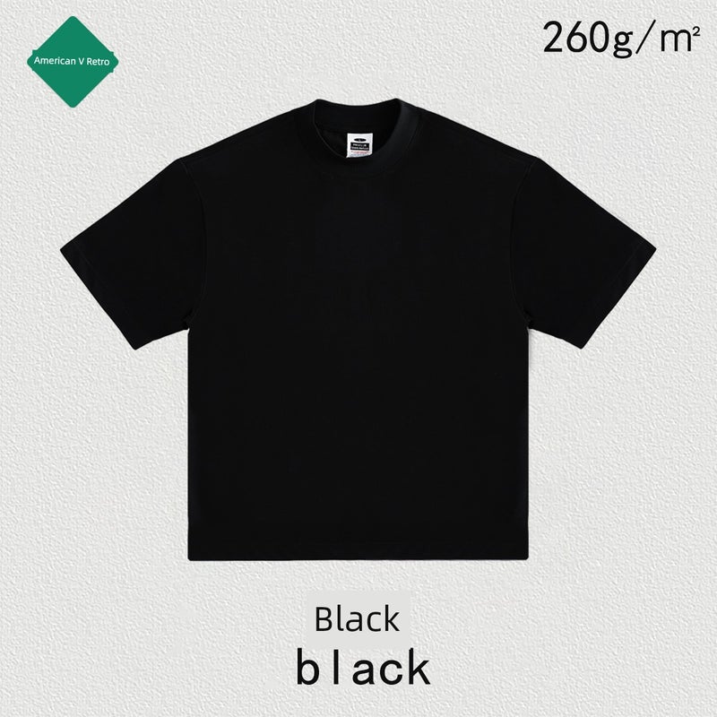 4CM! Small turtleneck T-shirt New American West Coast hip-hop heavyweight fashion short-sleeved men - Image 1