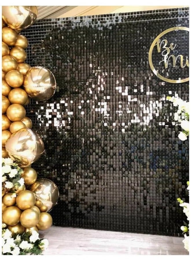 Black Foil Backdrop 2m Length 1m Width Glitter Foil Backdrop for Wedding Birthday Baby Shower Party Decoration - Image 1