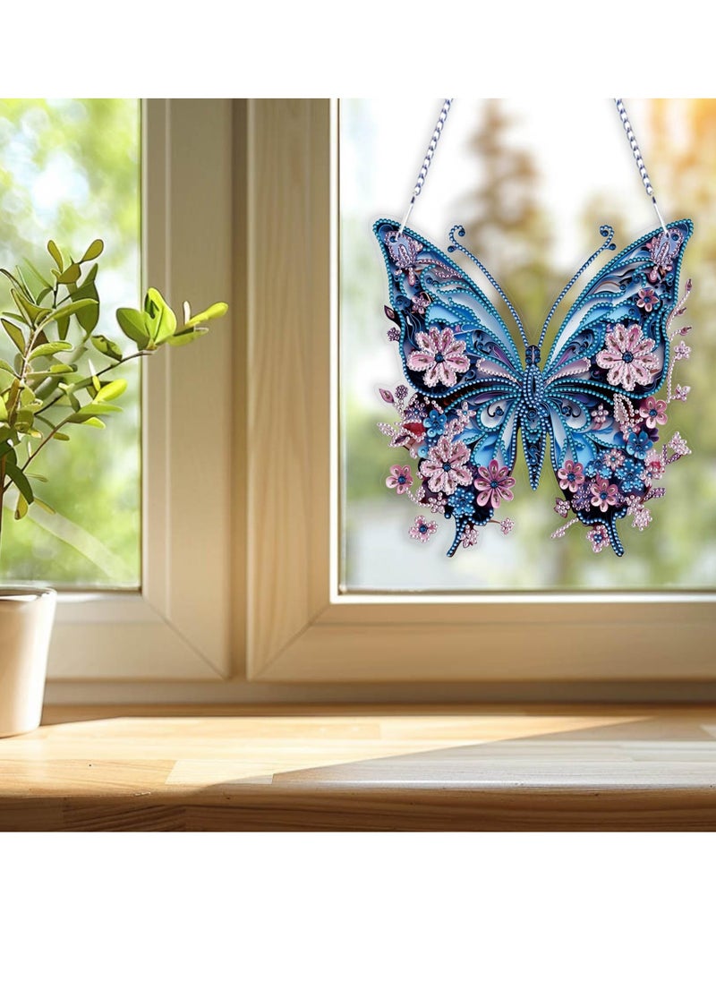 Diamond Painting Kits for Adults for Beginners DIY Hanging Diamond Art Pendant Painting Kit 9.2x9.7inch Butterfly DIY 5D Diamond Art Kits Special Crystal Gem Craft Painting Kit Ornament