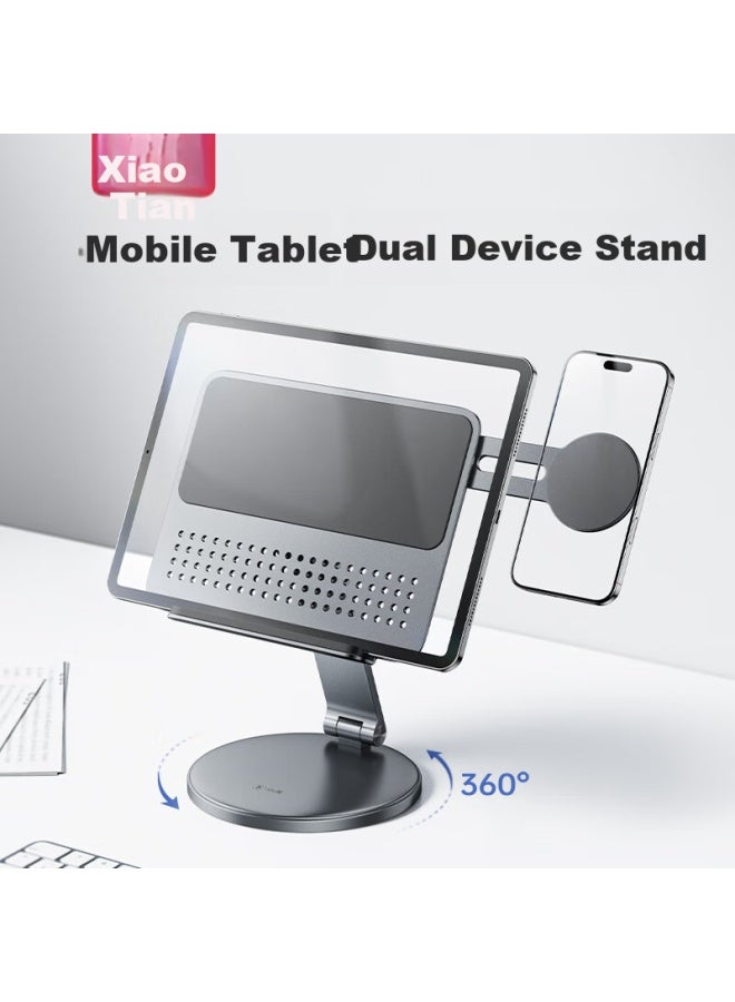 Xiaotian Phone Stand, Desktop Ipad Tablet Support Stand, Aluminum Alloy, 360-Degree Rotating, Foldable Tablet Stand, Metal, Adjustable Height, For And Drawing, New Model - Image 1