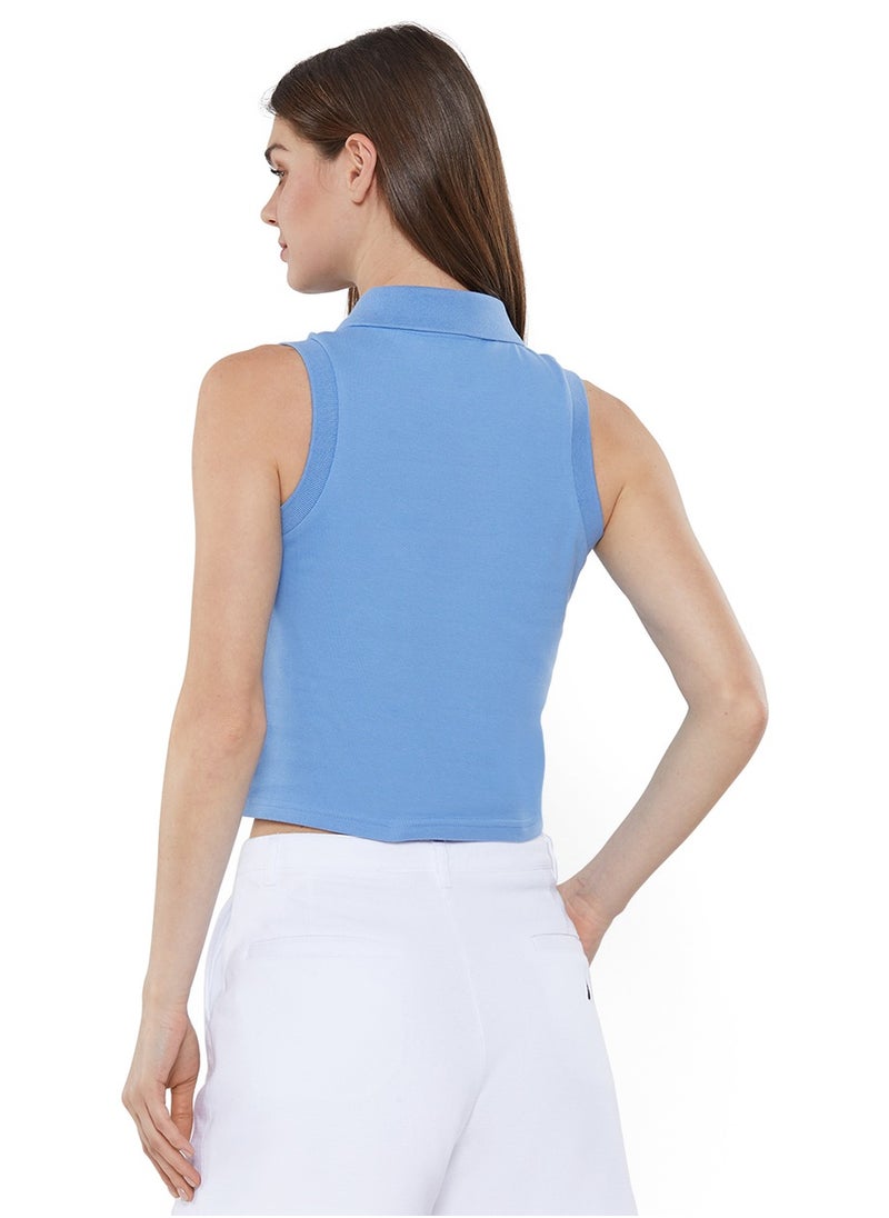 NAUTICA Sleveless Regular Fit Cotton Blend Logo Polo Shirt  - Image 3
