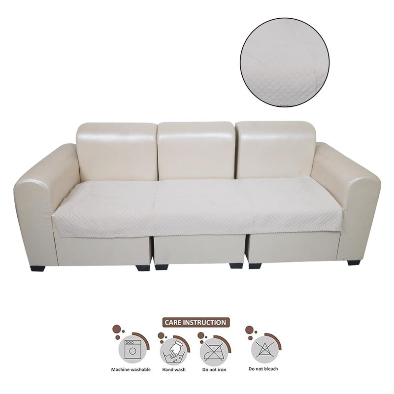 KINGLY Velvet Quilted Universal Armrest Sofa Cover – Non-Slip, Washable Couch Arm Protector for Daily Use (Natural Beige Light Cream, 1pc – 23x27) - Image 2