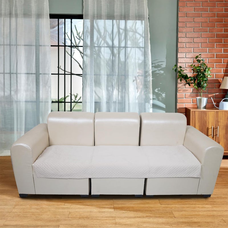 KINGLY Velvet Quilted Universal Armrest Sofa Cover – Non-Slip, Washable Couch Arm Protector for Daily Use (Natural Beige Light Cream, 1pc – 23x27) - Image 1