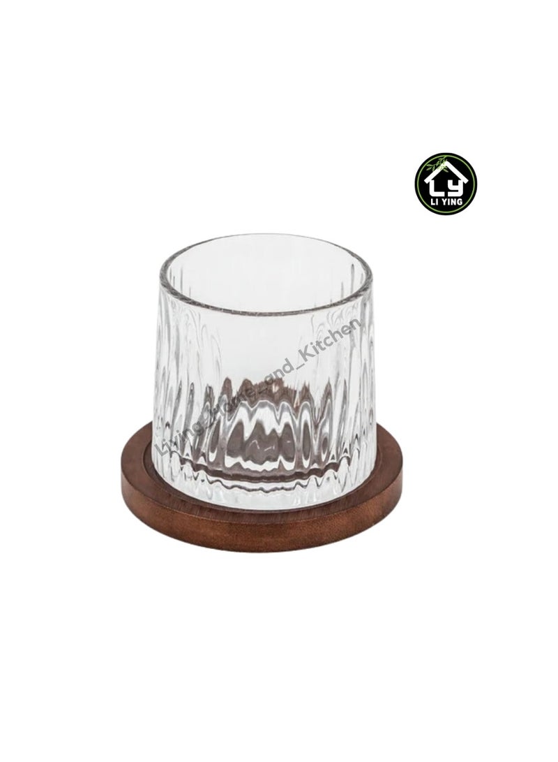 Liying Elegant Design Rotatable Tumbler Crystal Drinking Glass with Creative Coasters for Scotch, Bourbon, Cocktails 4#  - Image 1