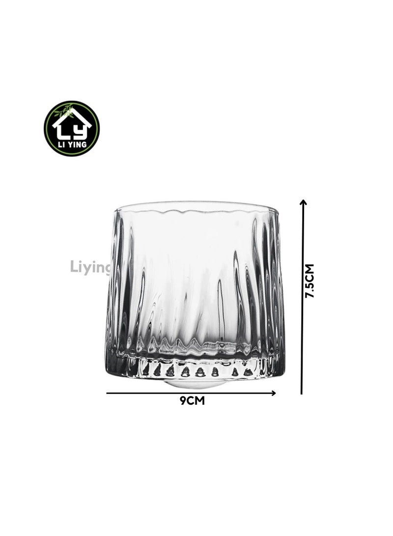 Liying Elegant Design Rotatable Tumbler Crystal Drinking Glass with Creative Coasters for Scotch, Bourbon, Cocktails 4#  - Image 2