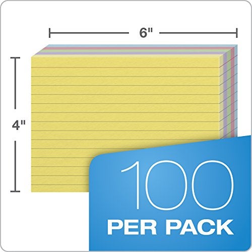 Oxford Ruled Color Index Cards, 4" x 6", Assorted Colors, 100 Per Pack (34610) - Image 3