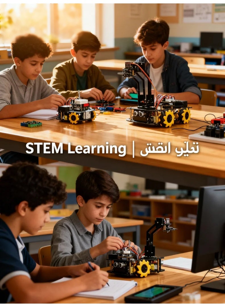 robotgcc Mecanum Wheel Robotic Arm Smart Car Kit – 4WD Omnidirectional Movement, Gripping Arm, Infrared Line Tracking, Ultrasonic Obstacle Avoidance, Bluetooth & IR Control – Arduino IDE Programmable STEM Robot Kit - Image 2