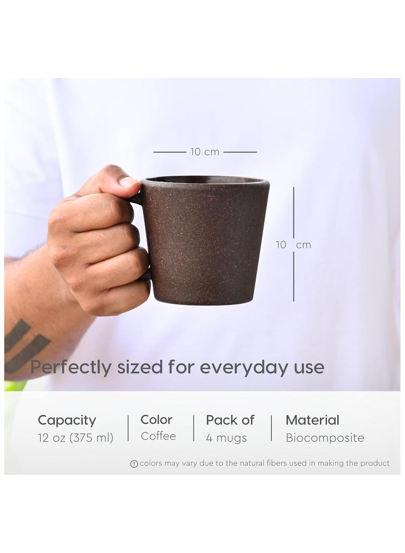 FRENVI Earth-Friendly Majestic Coffee Mug 375 ml| Made with Rice Husk & Bamboo Fibers| Coffee Brown - Image 2