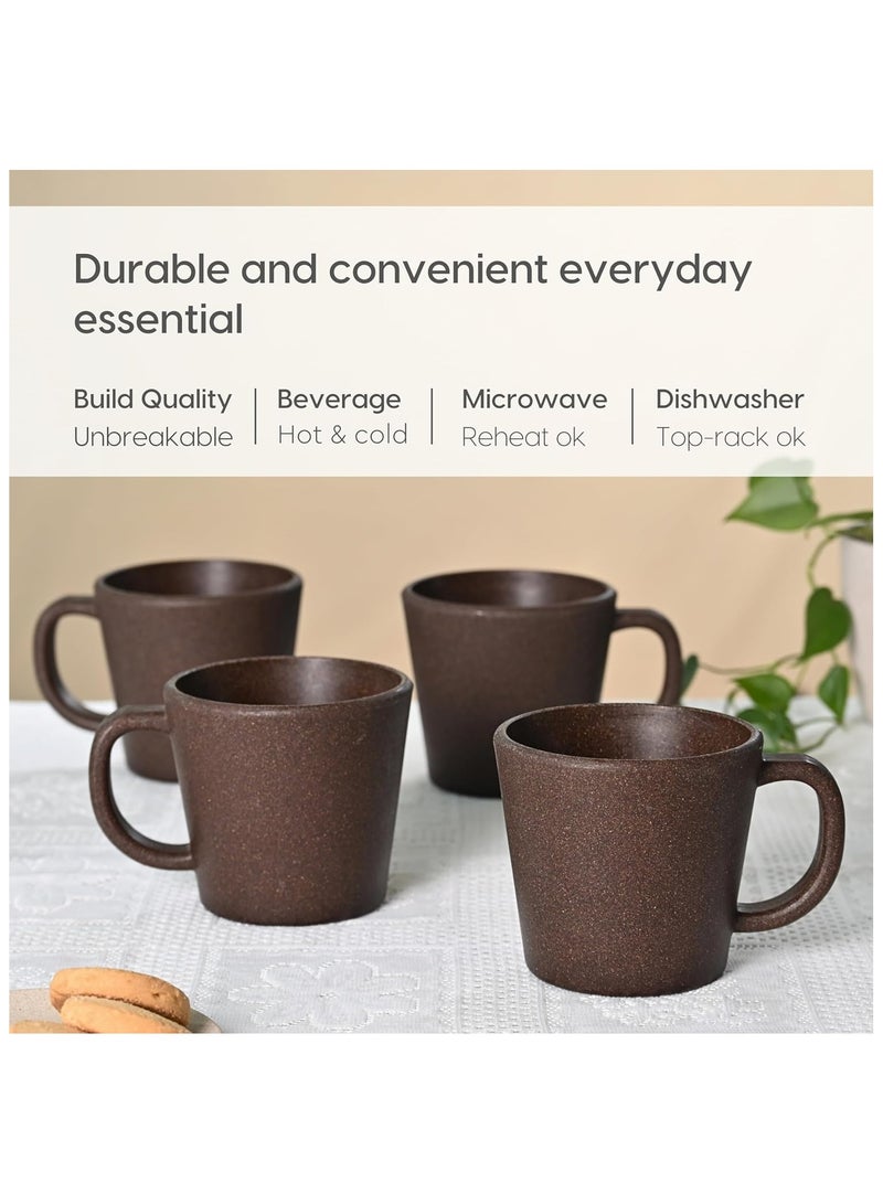 FRENVI Earth-Friendly Majestic Coffee Mug 375 ml| Made with Rice Husk & Bamboo Fibers| Coffee Brown - Image 4