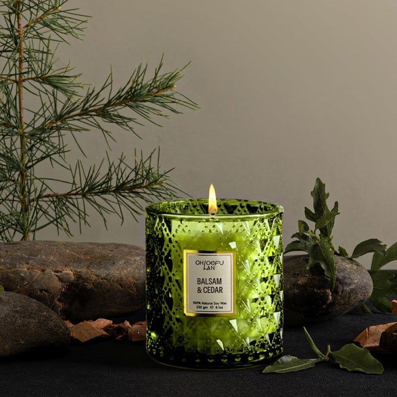 Chloefu LAN Balsam & Cedar Scented Candle Christmas Candles Gift, Christmas Festival Gifts, Large Luxury Scented Soy Jar Candles with up to 55 Hour Long Lasting, Highly Scented, 8.1oz - Image 5
