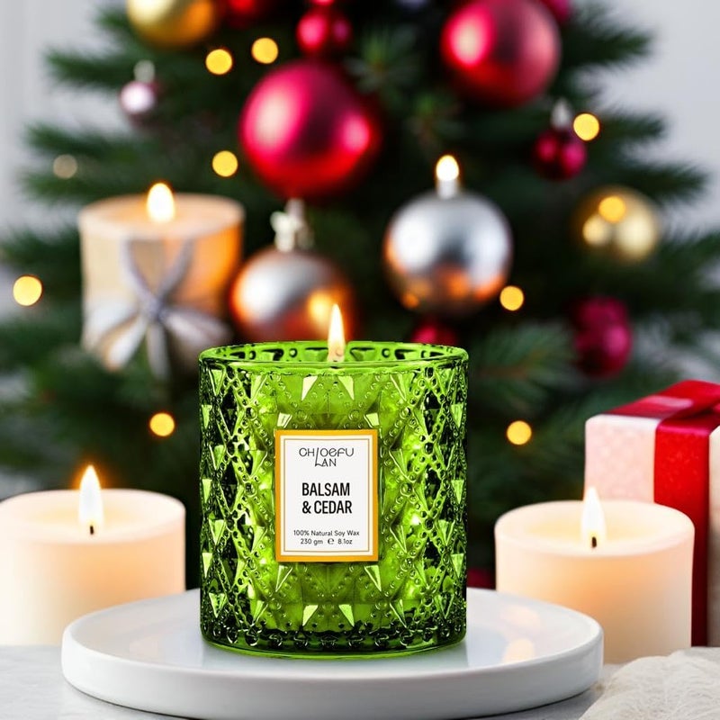 Chloefu LAN Balsam & Cedar Scented Candle Christmas Candles Gift, Christmas Festival Gifts, Large Luxury Scented Soy Jar Candles with up to 55 Hour Long Lasting, Highly Scented, 8.1oz - Image 4