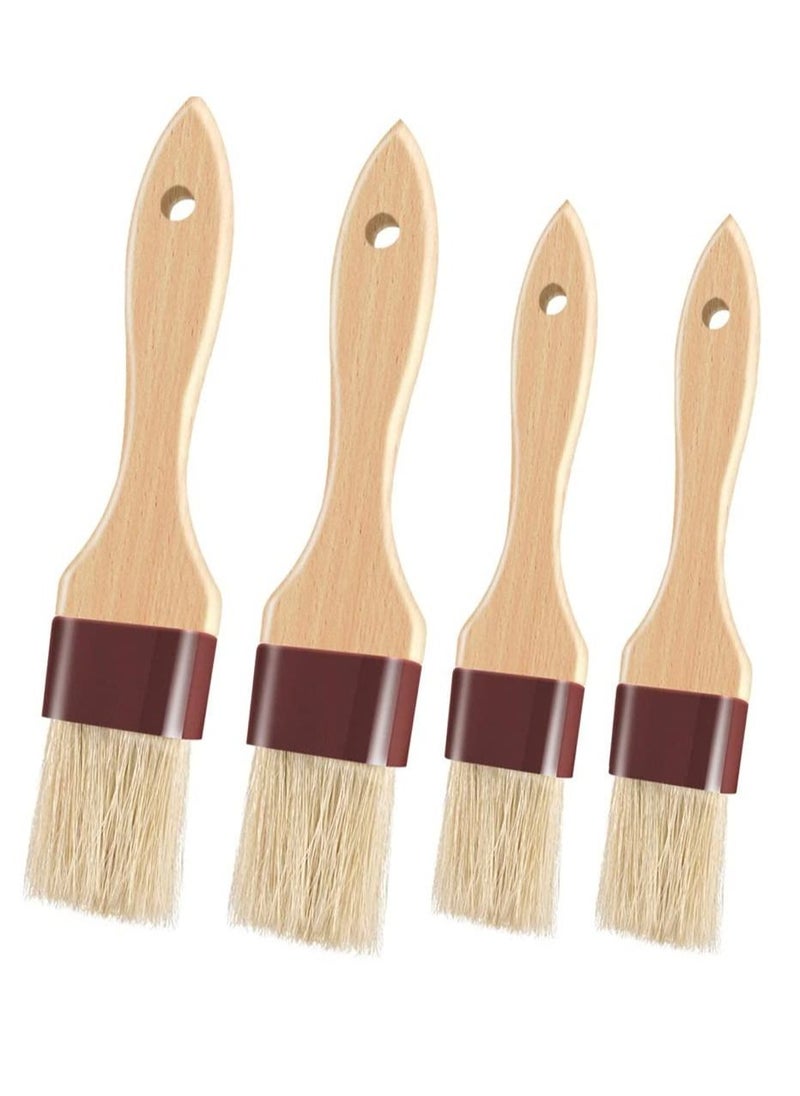 SYOSI Wooden Handle Brush, SYOSI Brush Oil Brush Baking Tool, Brush with Beech Hardwood Handles Culinary Oil Brush for Butter Grill Sauce Kitchen Food Cooking Brushes 4 Pieces  - Image 1