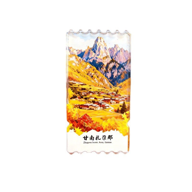 Gannan Zhagana Fridge Magnet - Tibetan Village Acrylic Quicksand Souvenir - Image 5