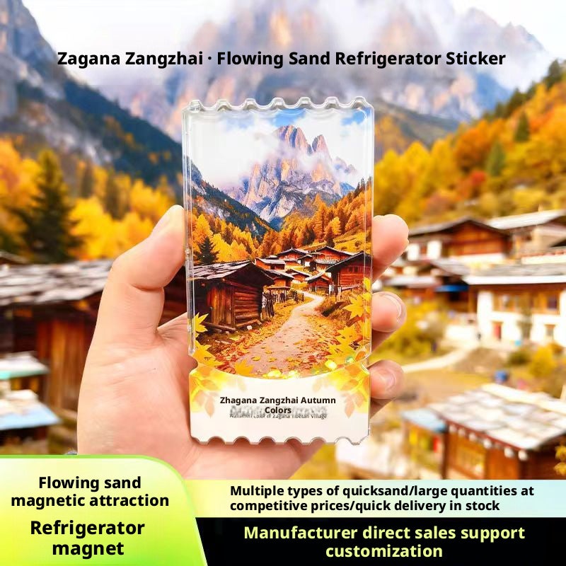 Gannan Zhagana Fridge Magnet - Tibetan Village Acrylic Quicksand Souvenir - Image 3