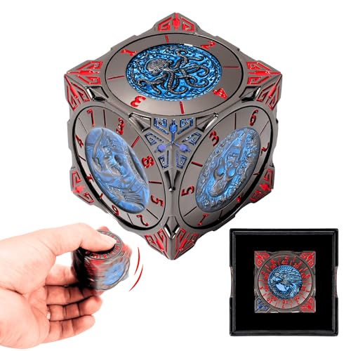 Froggod Roulette Dice Spinner 7in1 Metal DND Dice Set with 3D Relief Mechanical DND Spinner for Dungeons and Dragons Gifts DM PlayersBlack Blue - Image 1
