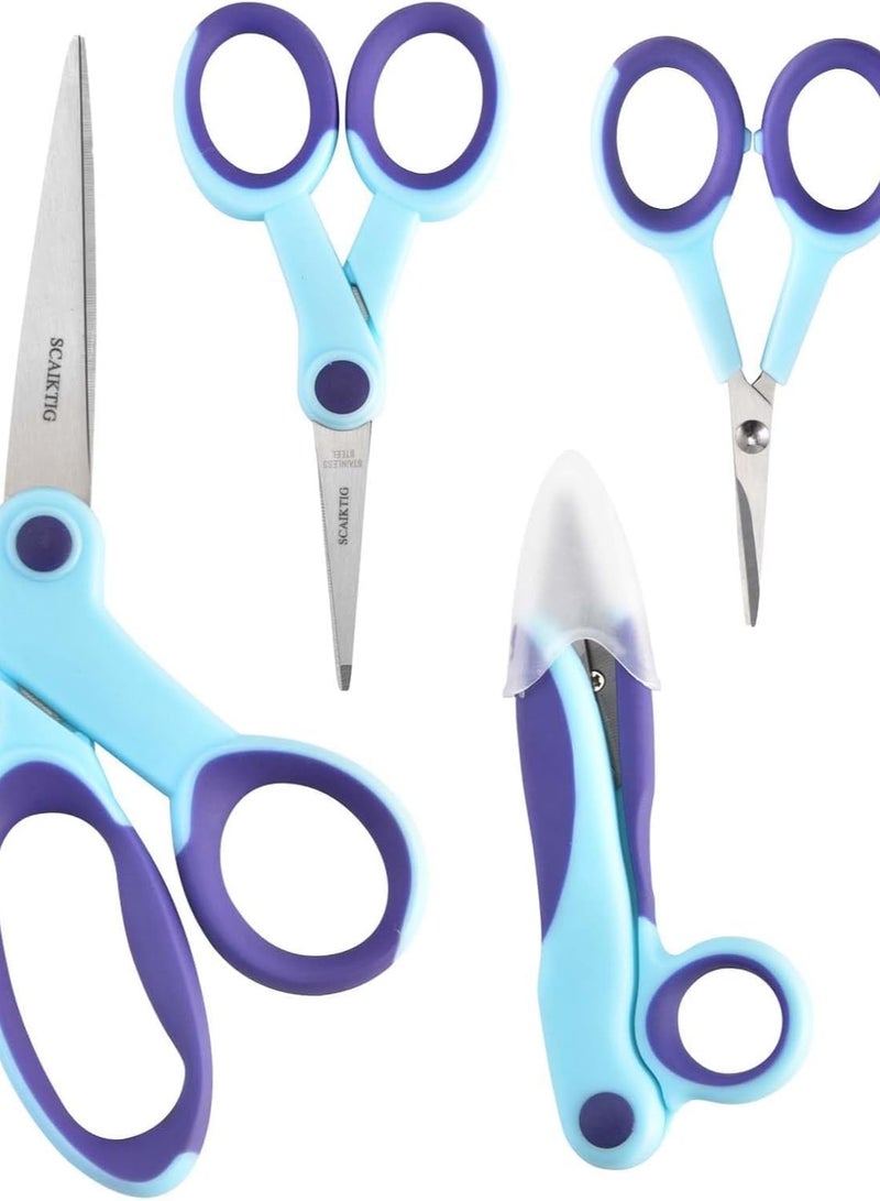 Fabric Scissors, Scissors Set with Sharp Stainless Steel Blade and Soft Handles, Including Sewing Scissors, Craft Scissors, Thread Snipers and Embroidery Scissors, 4PCs, - Image 1