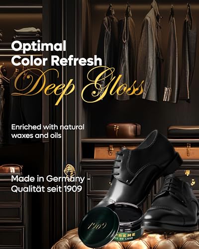 Collonil Leather Shoe Polish 1909 Crème de Luxe Black - Optimum Color Refreshing & Depth - Protects and Nourishes Smooth Leather for a Lasting Glow - 3.38 Fl Oz - Image 2