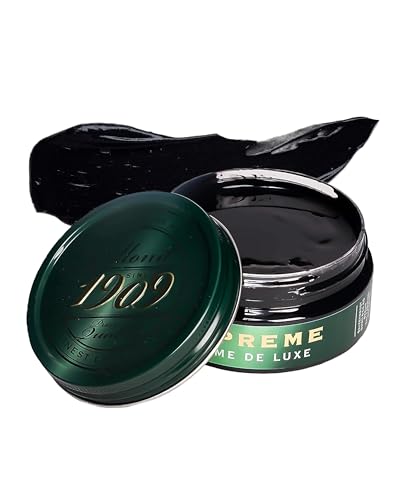 Collonil Leather Shoe Polish 1909 Crème de Luxe Black - Optimum Color Refreshing & Depth - Protects and Nourishes Smooth Leather for a Lasting Glow - 3.38 Fl Oz