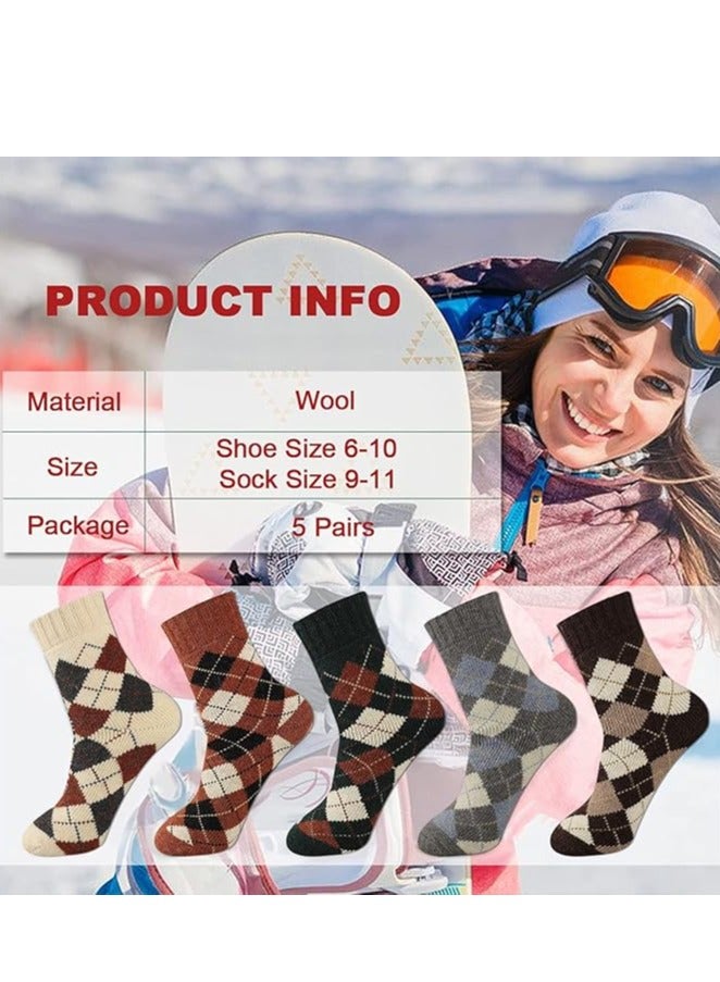 KASTWAVE Wool Socks for Women, Winter Womens Socks Wool Warm Thick Knit Cozy Crew Casual Vintage Soft Socks, Thick Warm Winter Vintage Knit Thermal Socks for Women(5 Pairs) - Image 5
