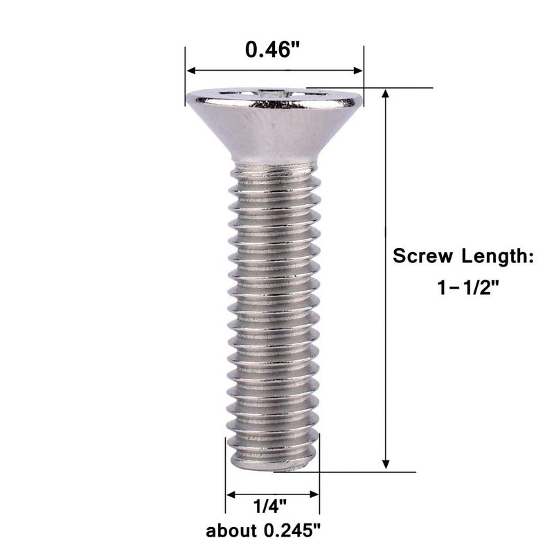 VAMUOEFL 1/4-20 x 1-1/2" Phillips Flat Head Machine Screws, Stainless Steel 304 (18-8), UNC Coarse Thread, Countersunk Head Machine Screws, 20Pcs - Image 2