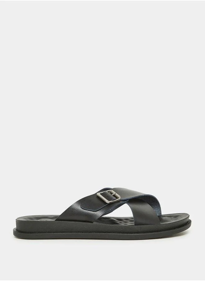 Styli Buckle Detail Criss Cross Strap Sandals