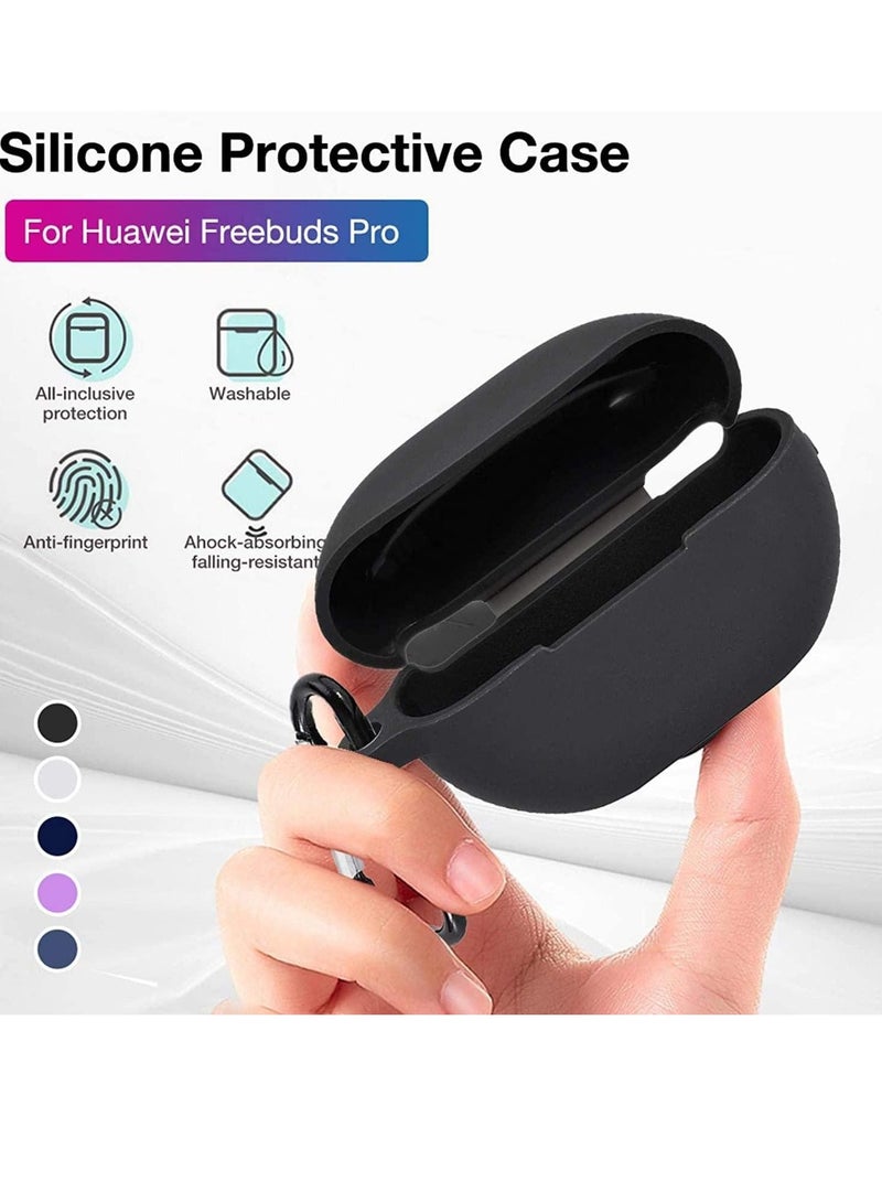 shomira Silicone Case for Huawei FreeBuds Pro 3 with Carabiner, Soft and Flexible, Ultra-Thin Shockproof Cover Slim-Fit Anti-Fall Earphone Case for Huawei FreeBuds Pro 3. (Black) - Image 2